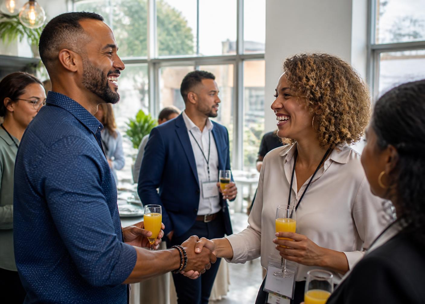 Entrepreneurs networking over brunch at a Self-Made Houston Experience event